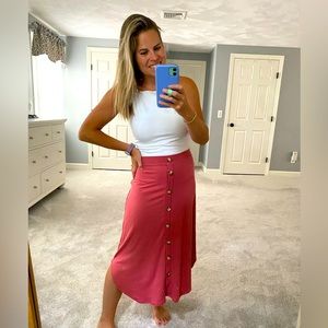 Pink lily xs ribbed skirt with buttons never worn